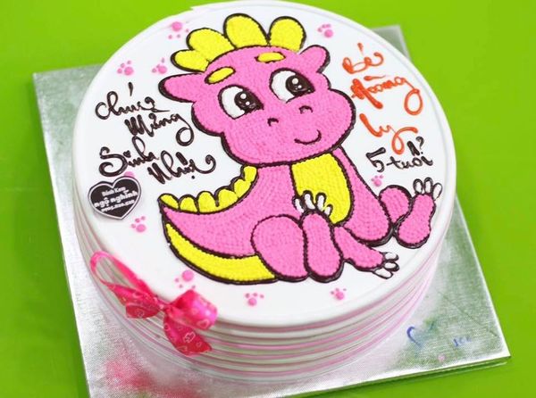 Bánh sinh nhật vẽ hình con dê con rồng - Happy birthday Tuấn Quang - Minh  Châu MS1383 - Bánh sinh nhật bông lan trứng muối Tp. HCM