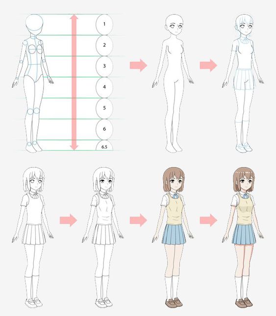 Cách vẽ body nữ Anime | Vẽ Từng Nét Nhỏ